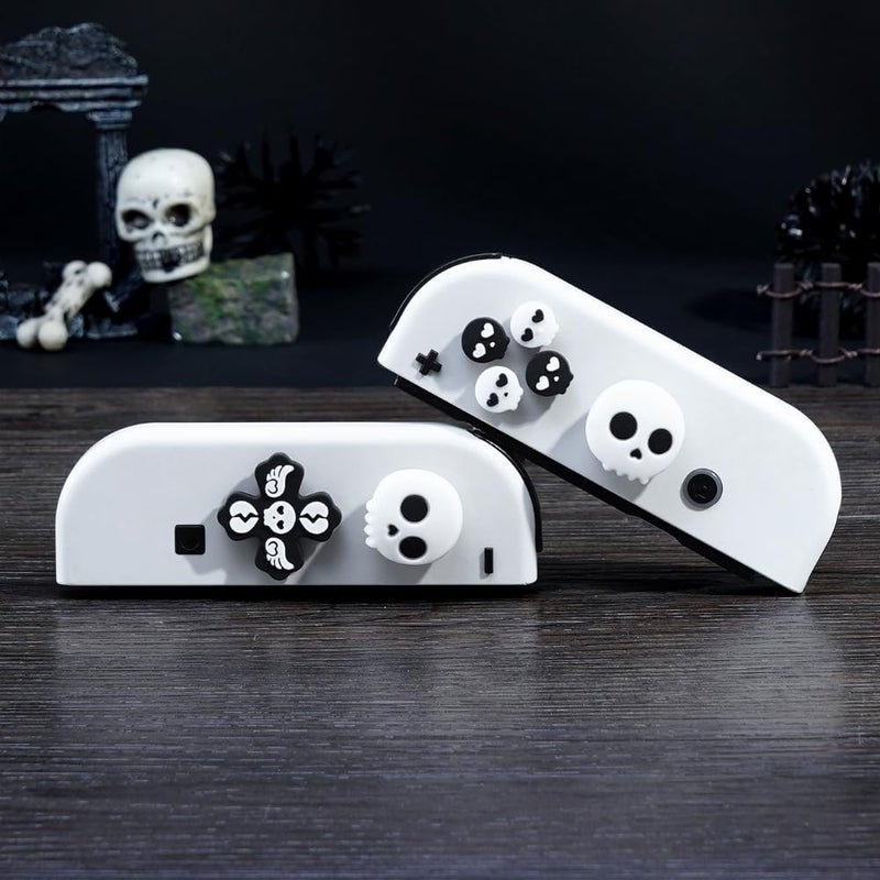 Jemdo Halloween Cross D-Pad Button Caps Set Joystick Cover,Cool Switch Thumb Grip Caps Compatible with Nintendo Switch/OLED/Lite,Soft Silicone ABXY Key Buttons Joystick Cap Covers Accessories - Image 5